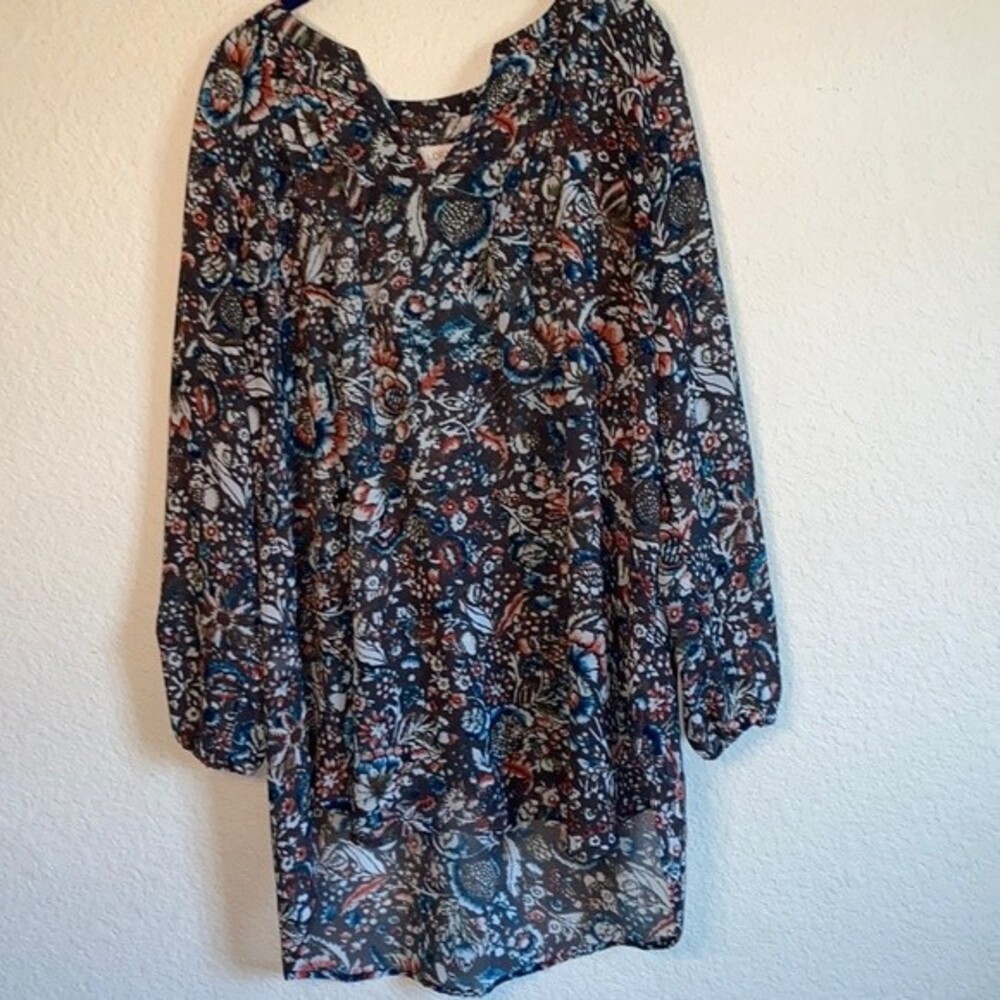 Loft blouse spring rose sheer shirt floral bishop whimsical L fairygoth blouse